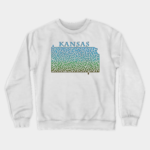 State of Kansas Colorful Maze Crewneck Sweatshirt by gorff